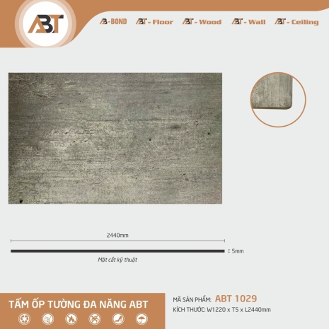 TẤM ỐP TƯỜNG ĐA NĂNG ABT 129 ( KT 1,22*2,44*4,5mm)