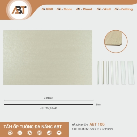 TẤM ỐP TƯỜNG ĐA NĂNG ABT 106 ( KT 1,22*2,44*4,5mm)