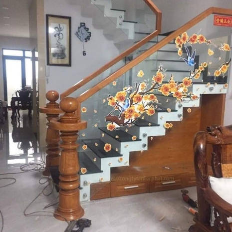 Cầu Thang Gỗ Kính Cường Lực 2