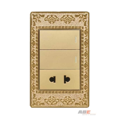 Công tắc đôi kèm Ổ cắm đơn Lace  LA-21C-D2C