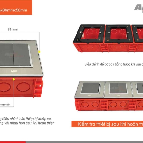 Đế âm tường vuông ABE  B -A86