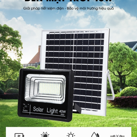 ĐÈN PHA 40W NĂNG LƯỢNG MẶT TRỜI CÓ BÁO ĐÈN 8940