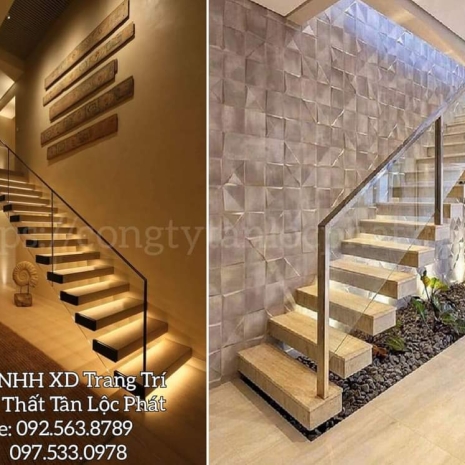 Cầu Thang Gỗ Sắt Kính Cường Lực
