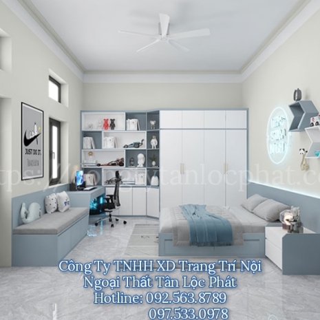 Thiết Kế Phòng Ngủ BÉ TRAI  Mẫu 015 Theo Phong Cách Hiện Đại Mới Nhất 