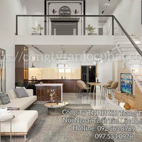 Phòng khách gác lửng cao cấp thiết kế hiện đại 013