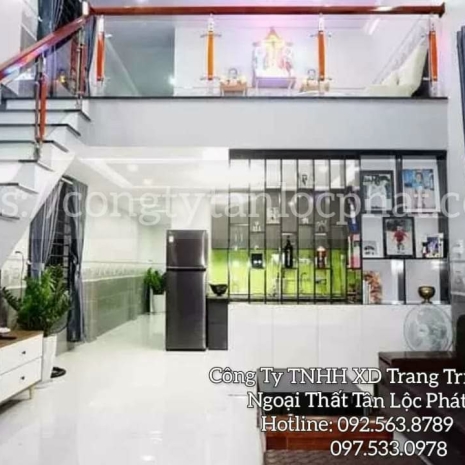 Phòng khách gác lửng cao cấp thiết kế hiện đại 010