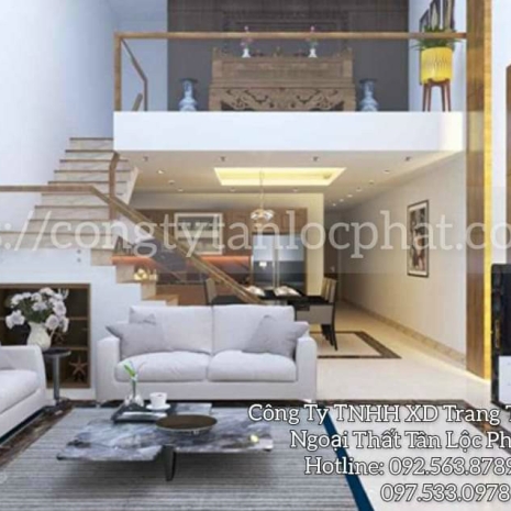 Phòng khách gác lửng thiết kế hiện đại 009