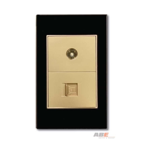 Ổ cắm TV kèm Mạng Kính đen V1-TVM