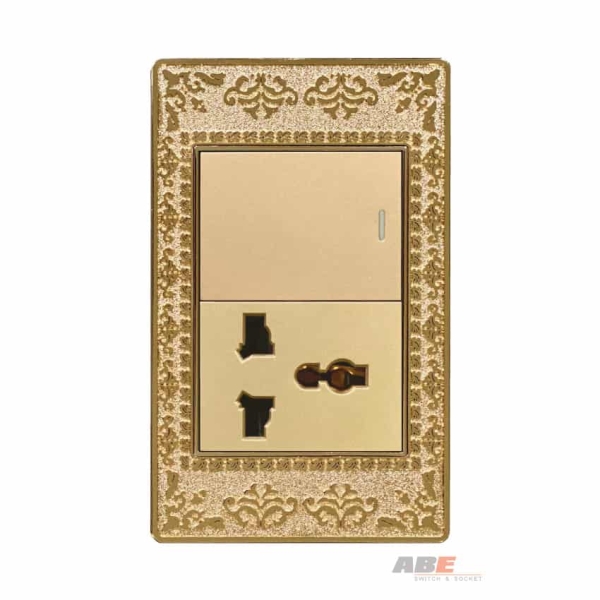 Công tắc đơn kèm Ổ cắm đa năng Lace LA-11C-D3C